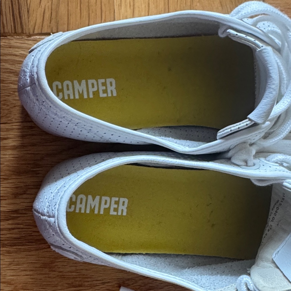 Camper Perforated White Lace-Up Tennis - Picture 5 of 5